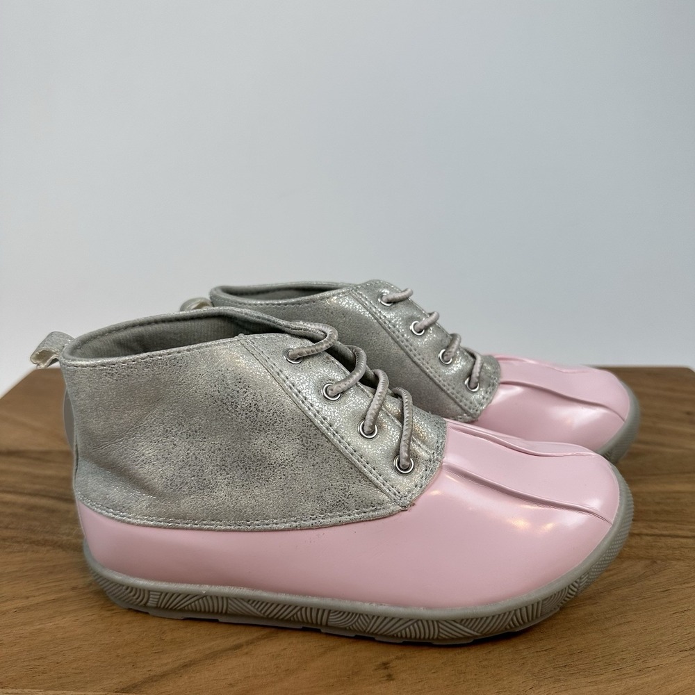 New NWT Girls Baby Deer Jude Gray Pink Waterproof Ankle Duck Boots Size 12 C